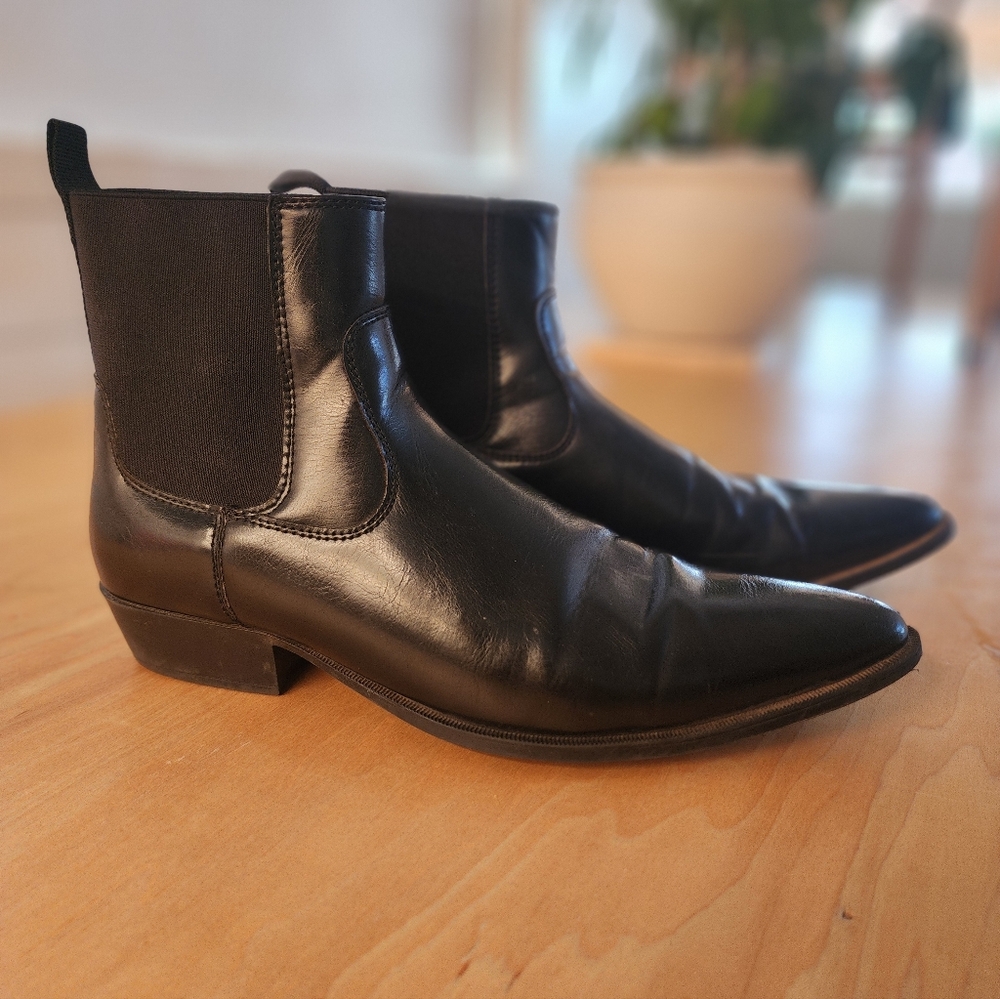 Black Leather Chelsea Boots